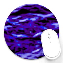 Purple  Waves Abstract Series No2 Round Mousepads by DimitriosArt