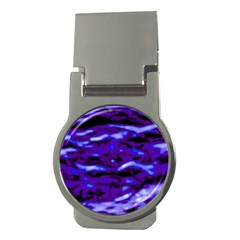 Purple  Waves Abstract Series No2 Money Clips (round)  by DimitriosArt