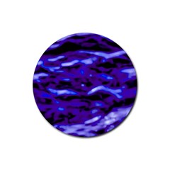 Purple  Waves Abstract Series No2 Rubber Coaster (round) by DimitriosArt