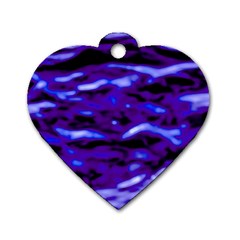 Purple  Waves Abstract Series No2 Dog Tag Heart (one Side) by DimitriosArt