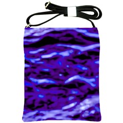 Purple  Waves Abstract Series No2 Shoulder Sling Bag by DimitriosArt