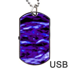 Purple  Waves Abstract Series No2 Dog Tag Usb Flash (two Sides) by DimitriosArt