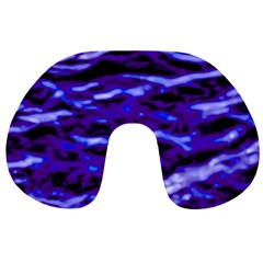 Purple  Waves Abstract Series No2 Travel Neck Pillow by DimitriosArt