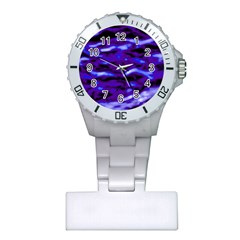 Purple  Waves Abstract Series No2 Plastic Nurses Watch by DimitriosArt