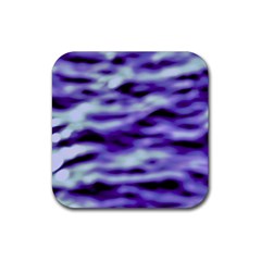 Purple  Waves Abstract Series No3 Rubber Coaster (square) by DimitriosArt