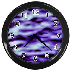 Purple  Waves Abstract Series No3 Wall Clock (black) by DimitriosArt