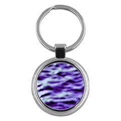 Purple  Waves Abstract Series No3 Key Chain (round) by DimitriosArt