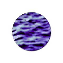 Purple  Waves Abstract Series No3 Rubber Round Coaster (4 Pack) by DimitriosArt