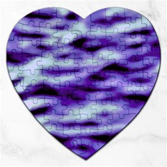 Purple  Waves Abstract Series No3 Jigsaw Puzzle (heart) by DimitriosArt