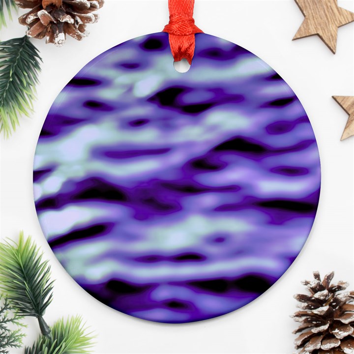 Purple  Waves Abstract Series No3 Round Ornament (Two Sides)