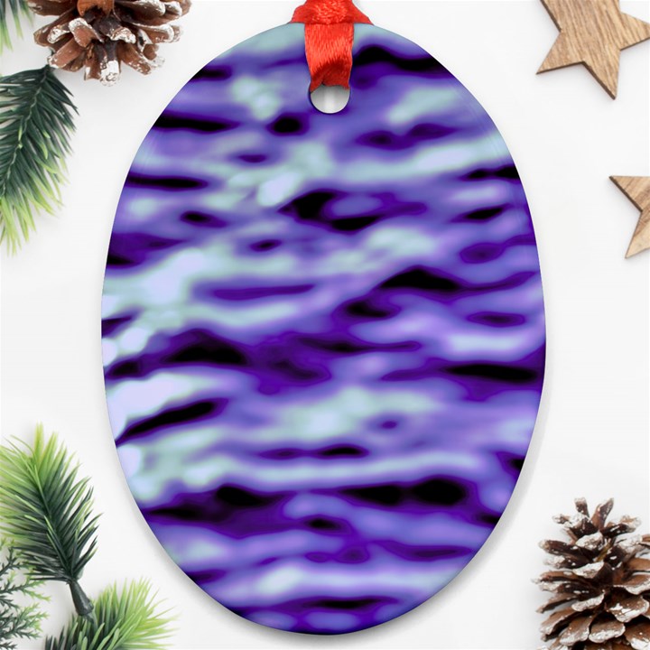 Purple  Waves Abstract Series No3 Oval Ornament (Two Sides)