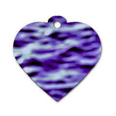 Purple  Waves Abstract Series No3 Dog Tag Heart (one Side) by DimitriosArt