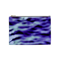 Purple  Waves Abstract Series No3 Cosmetic Bag (medium) by DimitriosArt