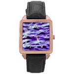 Purple  Waves Abstract Series No3 Rose Gold Leather Watch  Front