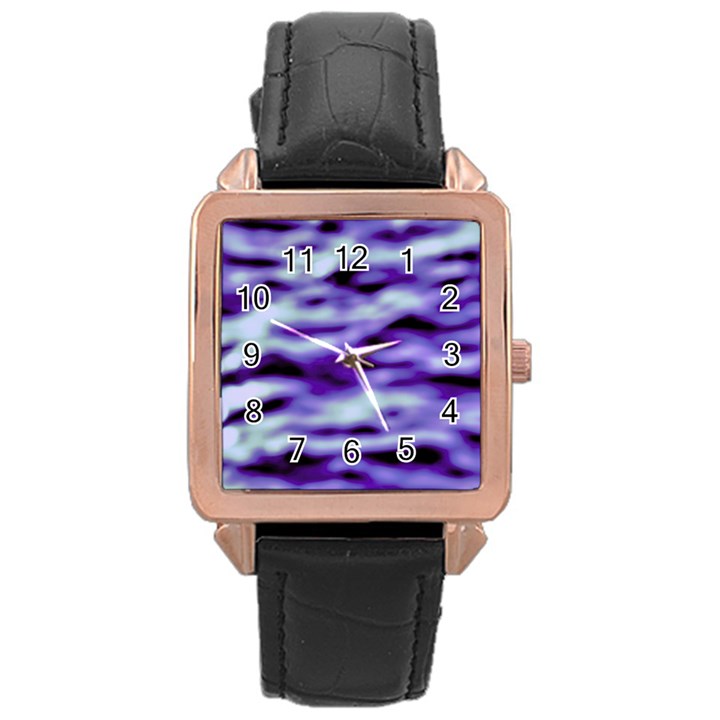 Purple  Waves Abstract Series No3 Rose Gold Leather Watch 