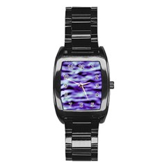 Purple  Waves Abstract Series No3 Stainless Steel Barrel Watch by DimitriosArt