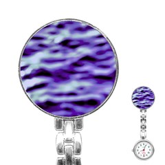 Purple  Waves Abstract Series No3 Stainless Steel Nurses Watch by DimitriosArt