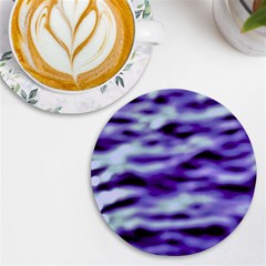 Purple  Waves Abstract Series No3 Uv Print Round Tile Coaster by DimitriosArt