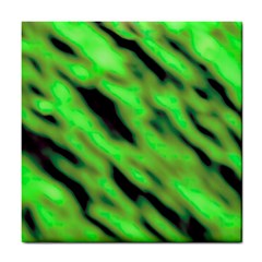 Green  Waves Abstract Series No7 Tile Coaster by DimitriosArt