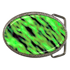 Green  Waves Abstract Series No7 Belt Buckles by DimitriosArt