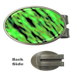 Green  Waves Abstract Series No7 Money Clips (oval)  by DimitriosArt