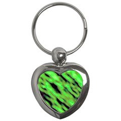 Green  Waves Abstract Series No7 Key Chain (heart) by DimitriosArt