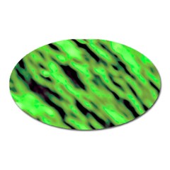 Green  Waves Abstract Series No7 Oval Magnet by DimitriosArt