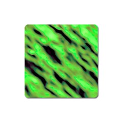 Green  Waves Abstract Series No7 Square Magnet by DimitriosArt