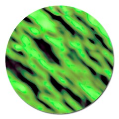 Green  Waves Abstract Series No7 Magnet 5  (round) by DimitriosArt