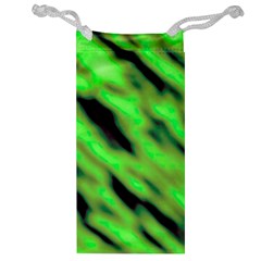 Green  Waves Abstract Series No7 Jewelry Bag by DimitriosArt