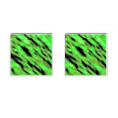 Green  Waves Abstract Series No7 Cufflinks (square) by DimitriosArt