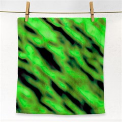 Green  Waves Abstract Series No7 Face Towel by DimitriosArt