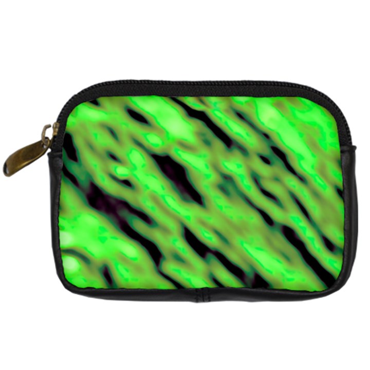 Green  Waves Abstract Series No7 Digital Camera Leather Case