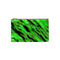 Green  Waves Abstract Series No7 Cosmetic Bag (small) by DimitriosArt