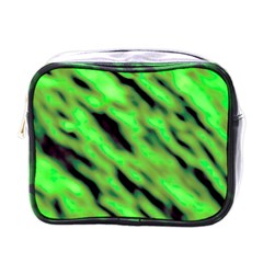 Green  Waves Abstract Series No7 Mini Toiletries Bag (one Side) by DimitriosArt