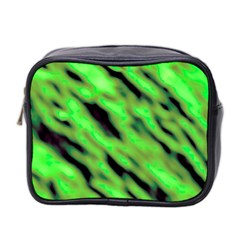 Green  Waves Abstract Series No7 Mini Toiletries Bag (two Sides) by DimitriosArt