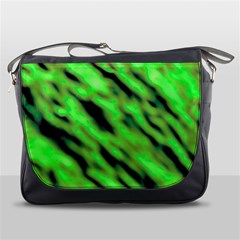 Green  Waves Abstract Series No7 Messenger Bag by DimitriosArt