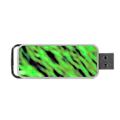 Green  Waves Abstract Series No7 Portable Usb Flash (one Side) by DimitriosArt