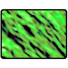 Green  Waves Abstract Series No7 Double Sided Fleece Blanket (large)  by DimitriosArt