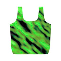 Green  Waves Abstract Series No7 Full Print Recycle Bag (m) by DimitriosArt