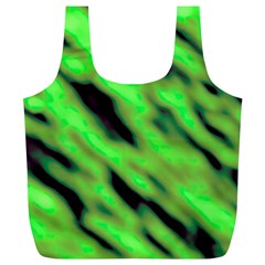 Green  Waves Abstract Series No7 Full Print Recycle Bag (xl) by DimitriosArt