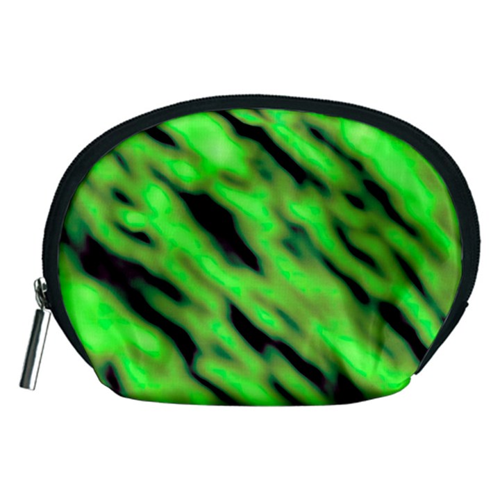 Green  Waves Abstract Series No7 Accessory Pouch (Medium)