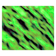 Green  Waves Abstract Series No7 Double Sided Flano Blanket (small)  by DimitriosArt