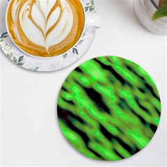 Green  Waves Abstract Series No7 Uv Print Round Tile Coaster