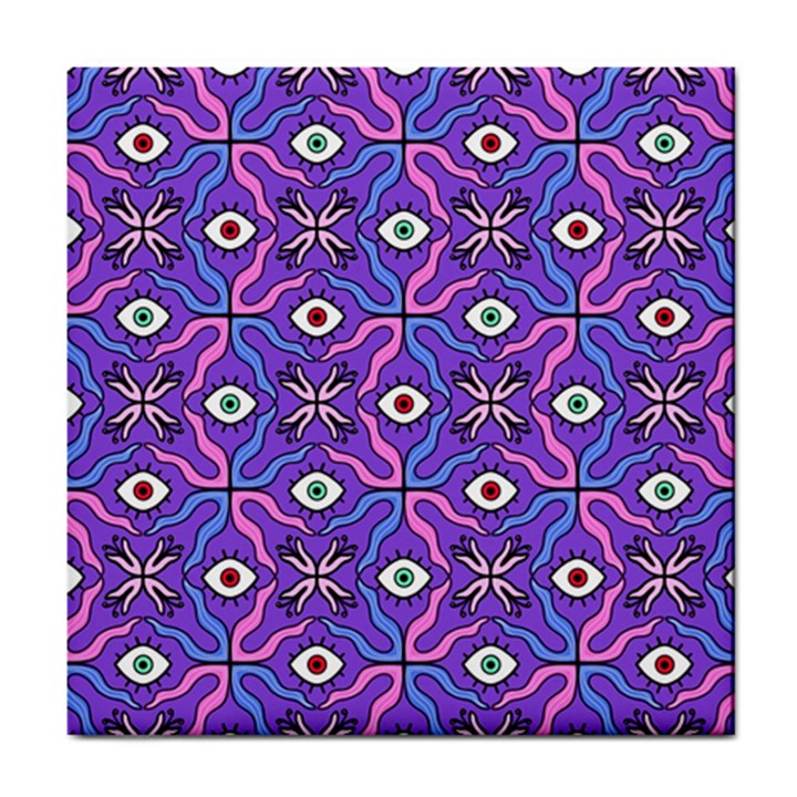 Abstract Illustration With Eyes Tile Coaster