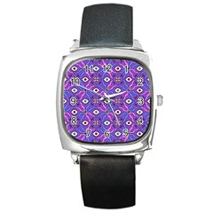 Abstract Illustration With Eyes Square Metal Watch by SychEva