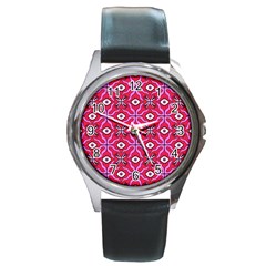 Abstract Illustration With Eyes Round Metal Watch by SychEva