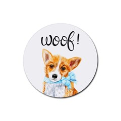 Welsh Corgi Pembrock With A Blue Bow Rubber Coaster (round) by ladynatali