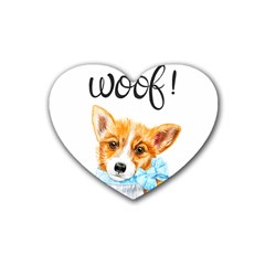 Welsh Corgi Pembrock With A Blue Bow Rubber Coaster (heart) by ladynatali