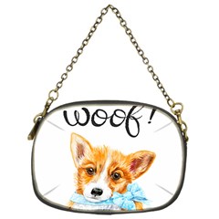 Welsh Corgi Pembrock With A Blue Bow Chain Purse (one Side)